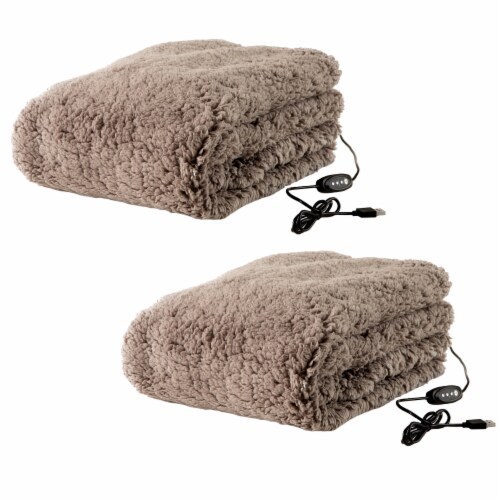 Stalwart Usb Heated Blanket 2 Pack Sherpa Throw Bronze 36X25.5 Winter Cozy Pink 1 unit Fred Meyer