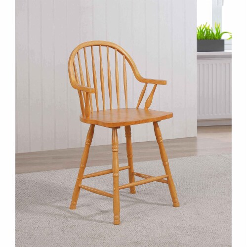 41 Distressed Light Oak High Curved Back Wood Frame 24 in. Bar Stool (Set of 2), 1 Kroger