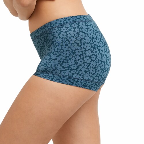 Maidenform Women's Boyshort Urchin Teal Block Floral Print Perspective: left