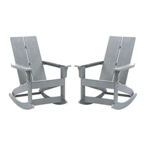 Poly Resin Rocking Adirondack Chair In Gray - Set Of2 Perspective: left