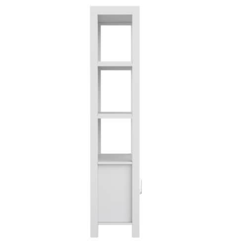 Martha Stewart Gray 4 Tier Shaker Style Bookcase with Cabinet and Brushed Nickel Hardware Perspective: left