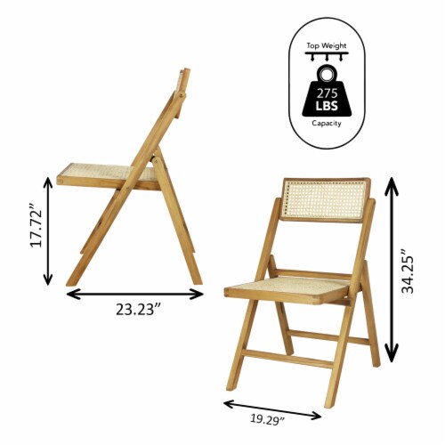 Theo Mid-Century Vintage Wood Rattan Folding Chair with
