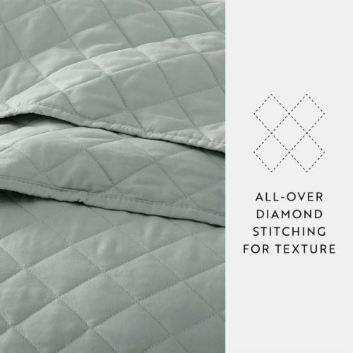 Linen Studio™ Modern Quilt Coverlet Soft Set in Diamond Stitching Perspective: left