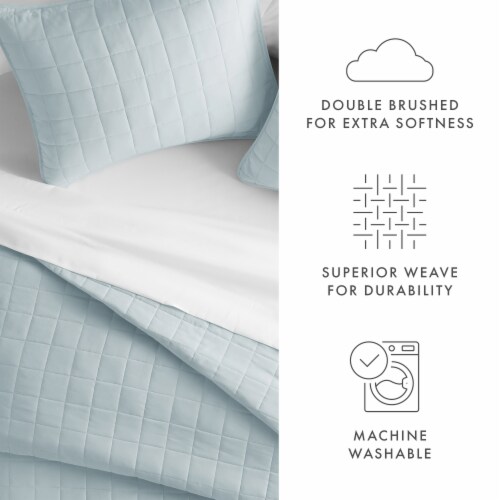 Linen Studio™ Classic Quilt Coverlet Soft Set in Square Stitching Perspective: left
