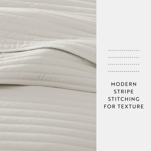 Linen Studio™ Modern Quilt Coverlet Soft Set in Stripe Stitching Perspective: left