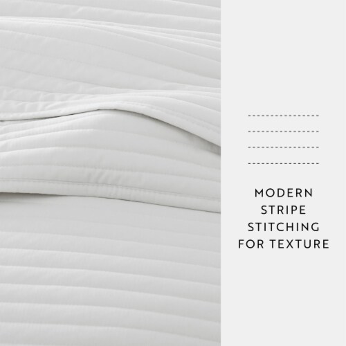 Linen Studio™ Modern Quilt Coverlet Soft Set in Stripe Stitching Perspective: left