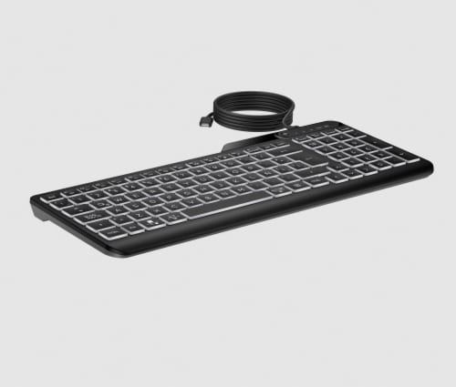 HP 400 Wired Backlit Keyboard Perspective: left