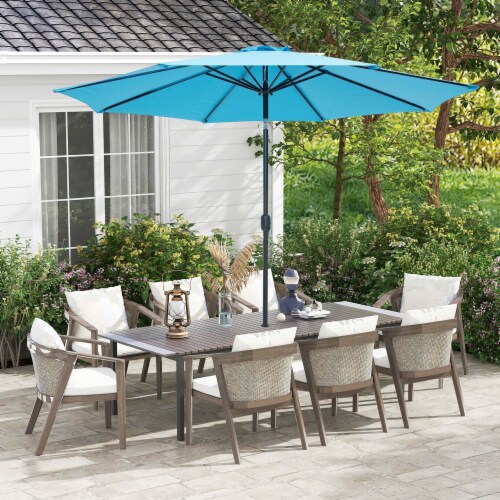 Costway 10Ft Outdoor Market Patio Table Umbrella Push Button Tilt Crank Lift Blue Perspective: left