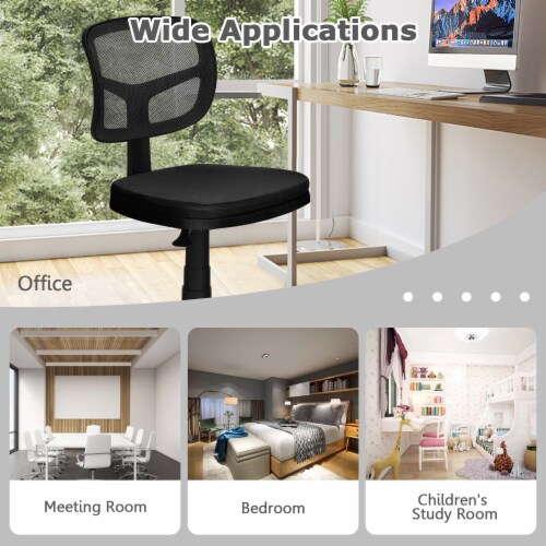 Costway Armless Office Chair Adjustable Swivel Computer Mesh Desk Chair Black Perspective: left