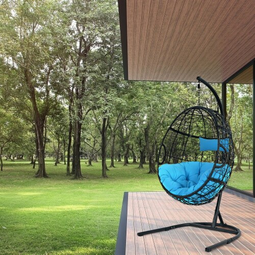 Hammock Chair with Stand Hanging Cushioned Swing Egg Chair