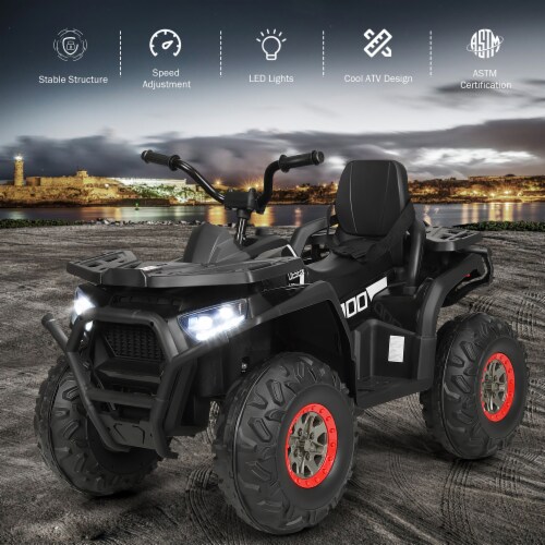 Costway 12V Kids Electric 4 Wheeler ATV Quad 2 Speeds Ride On Car w MP3 LED Lights Black 44.5 Kroger