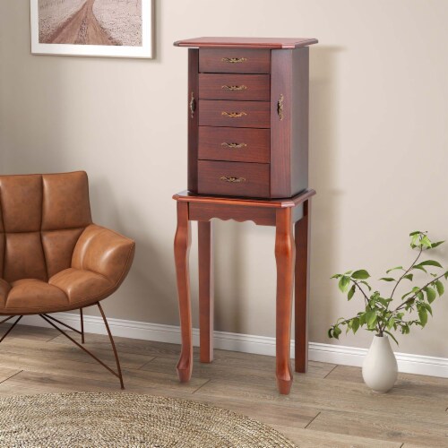 Costway Jewelry Cabinet Storage Chest Stand Organizer Wood Box for Home Walnut 22 X8.5 X42 L X W X H Fry s Food Stores