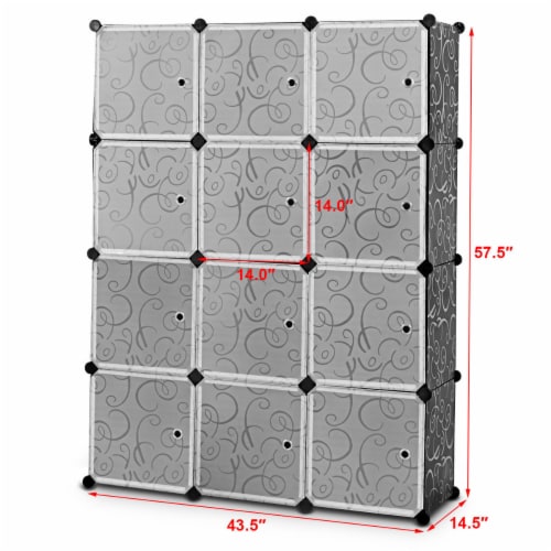 Costway DIY 12 Cube Portable Closet Storage Organizer Clothes Wardrobe Cabinet W/Doors Perspective: left