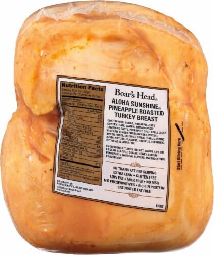 Boar's Head Bold Aloha Sunshine Pineapple Roasted Turkey Fresh Sliced Deli Meat Perspective: left
