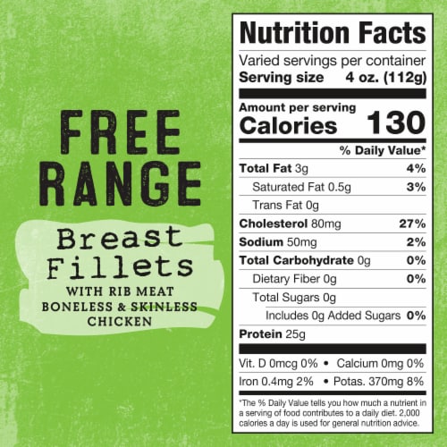 Foster Farms Simply Raised Free Range Boneless Skinless Chicken Breast Fillets Perspective: left