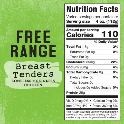 Foster Farms Free Range Simply Raised Boneless Skinless Chicken Breast Tenders Perspective: left