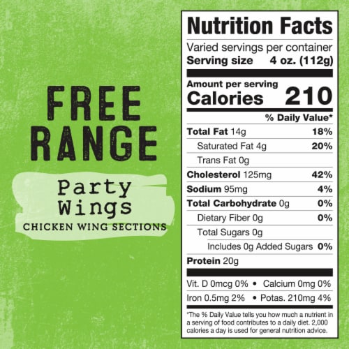Foster Farms Simply Raised Free Range No Antibiotics Ever Chicken Party Wings Perspective: left