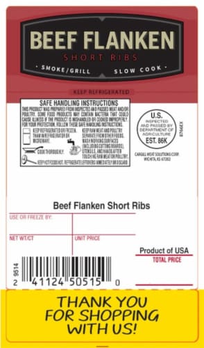Beef Bone In Flanken Style Short Ribs Perspective: left