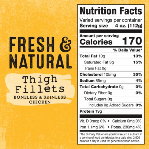Foster Farms Fresh & Natural Cage Free Boneless Skinless Chicken Thigh Fillets Perspective: left