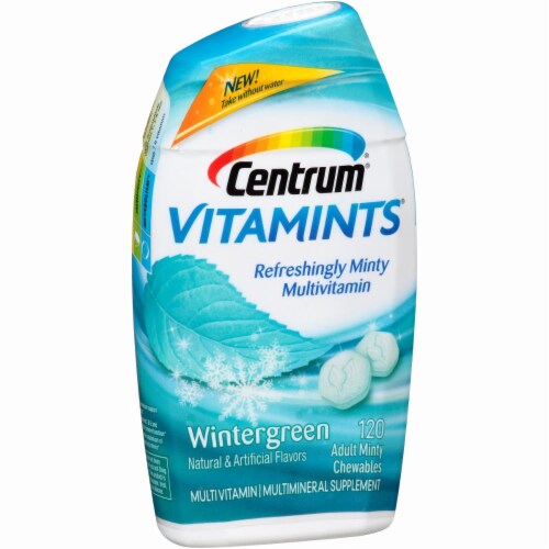 Centrum® VitaMints® Multivitamin/Multimineral Supplement in Wintergreen Flavor 120 ct Bottle Perspective: left