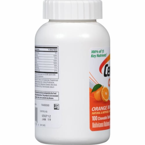 Centrum® Orange Burst Chewables Adult Multivitamin Tablets Perspective: left