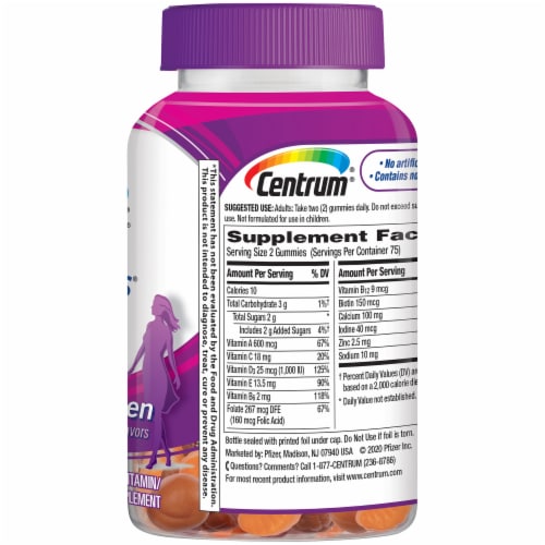 Centrum® MultiGummies® Women Natural Fruit Flavored Multivitamin & Multimineral Supplement Perspective: left