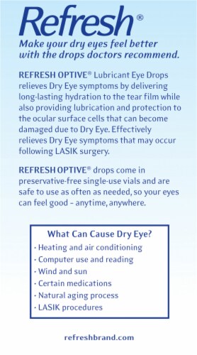 Refresh Optive Lubricant Eye Drop Vials Value Size Perspective: left