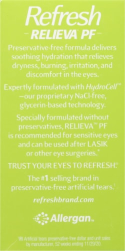 Refresh® Relieva PF Lubricant Eye Drop Vials Perspective: left