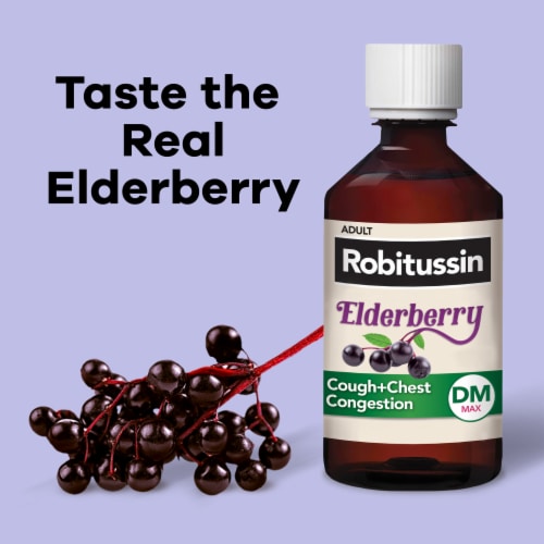 Robitussin Maximum Strength Elderberry Cough Suppressant Perspective: left