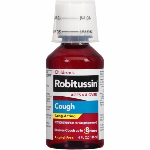 Children's Robitussin Cough 8 Hour Cough Suppressant Liquid in Fruit Punch Perspective: left