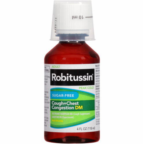 Robitussin Peak Cold Sugar Free DM Medicine Perspective: left