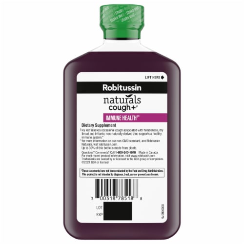 Robitussin Naturals Honey Ivy Leaf & Zinc Cough Relief Liquid Perspective: left