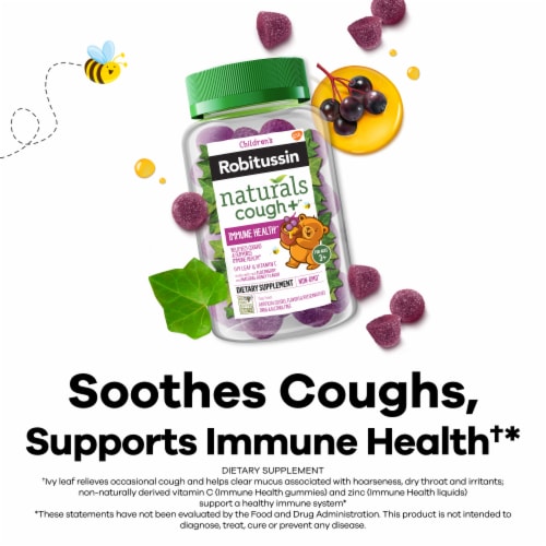 Children’s Robitussin Naturals Cough Relief & Immune Health Gummies Perspective: left