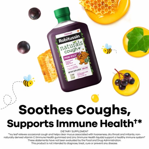 Robitussin Naturals Honey Ivy Leaf & Zinc Children's Cough Relief Syrup Perspective: left