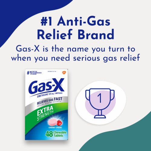 Gas-X Extra Strength Chewable Gas Relief Tablets with Simethicone 125 mg Cherry Perspective: left