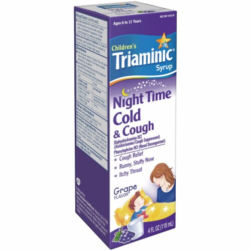 Triaminic Children's Night Time Grape Flavor Cold and Cough Relief Syrup Perspective: left