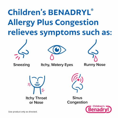 Children's Benadryl Allergy & Congestion Relief Liquid Diphenhydramine HCl & Phenylephrine HCl Grape Perspective: left