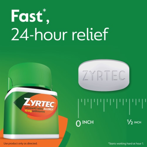 Zyrtec 24 Hour Allergy Relief Tablets Cetirizine HCl Perspective: left