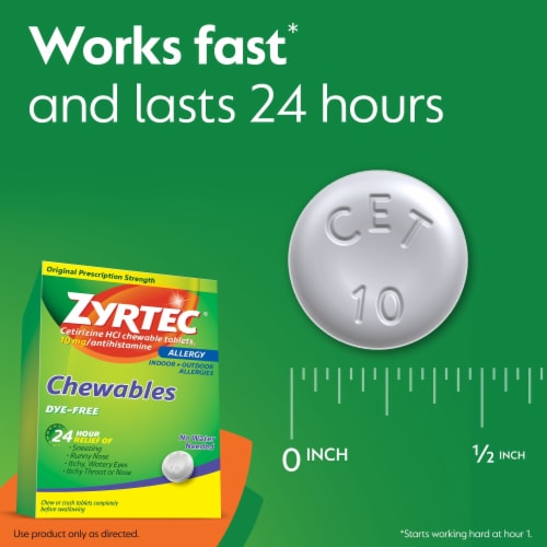 Zyrtec Allergy Dye-Free Chewables Perspective: left