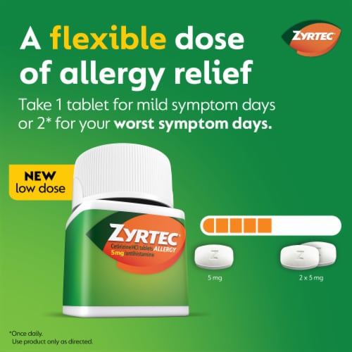 Zyrtec 24 Hour Allergy Relief Tablets With 5 Mg Cetirizine Hcl Perspective: left