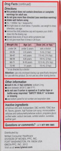 Children's Tylenol® Pain & Fever Acetaminophen 160mg Grape Splash Oral Suspension Perspective: left
