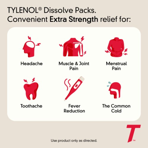 Tylenol Extra Strength Dissolve Packs With Acetaminophen, Berry Perspective: left