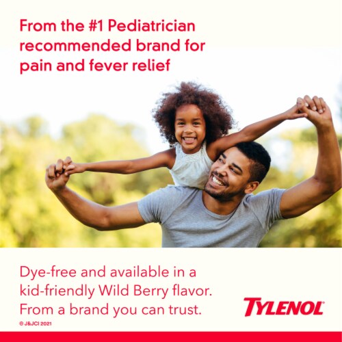 Children's Tylenol Acetaminophen Dissolve Packets Wild Berry Perspective: left