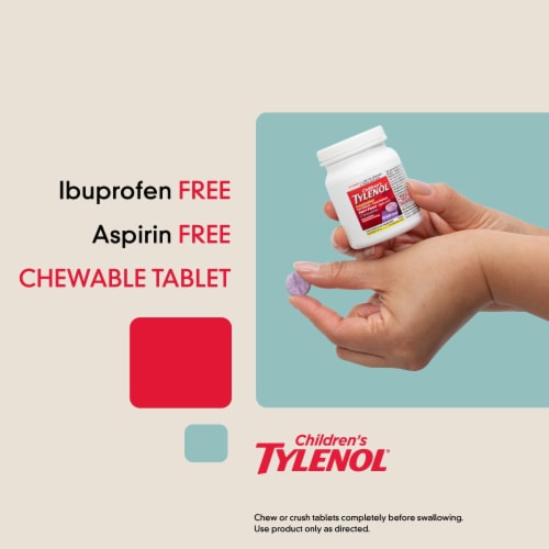 Children's Tylenol Chewables With 160 Mg Acetaminophen Grape Perspective: left