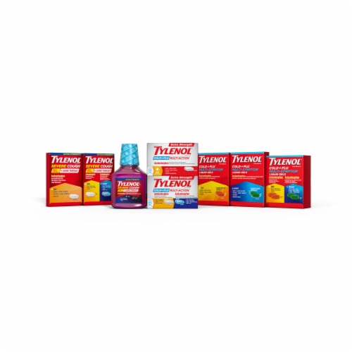 Tylenol Extra Strength Severe Cough + Sore Throat Night Liquid Perspective: left