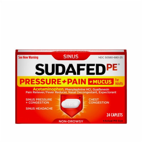 Sudafed PE Sinus Pressure + Pain + Mucus And Congestion Relief Perspective: left