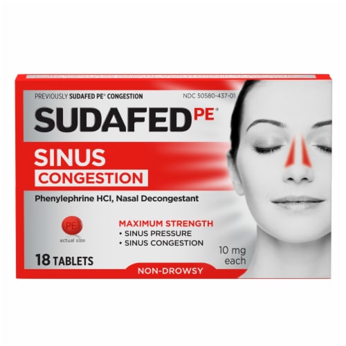 Sudafed PE Sinus Congestion Tablets Perspective: left
