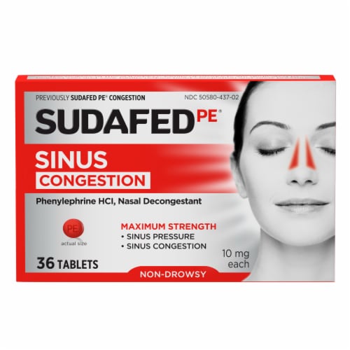 Sudafed PE Sinus Congestion Tablets Perspective: left