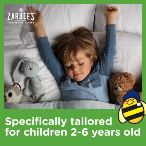 Zarbee's Children’s Nighttime Cough Syrup + Mucus Dark Honey Ivy Leaf Extract Chamomile Berry Liquid Perspective: left