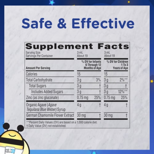 Zarbee's Baby Nighttime Cough Syrup + Immune, Agave Taste Perspective: left